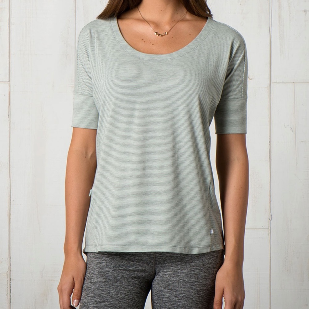 Toad&Co Swifty Café Sleeve Tee Pistachio Stripe Small